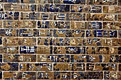 Detail of Nebuchadnezzar II's Building Inscription plaque of the Ishtar Gate, from Babylon, Iraq. 6th century BCE. Pergamon Museum