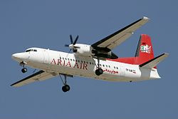 Ehemalige Fokker 50 der Aria Air