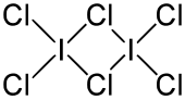 Structuurformule van joodtrichloride (dimeer)