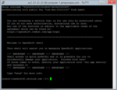 PuTTY on Windows 8 logged in to OpenShift.PNG