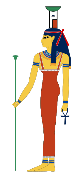 Nephthys is gewoonlik uitgebeeld as ’n jong vrou met ’n hoofbedekking in die vorm van ’n huis en mandjie.