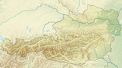 Mapa konturowa Austrii, po lewej znajduje się punkt z opisem „Oberjoch”