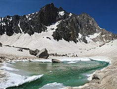 Lago glacial en Alam Kuh Kelardasht