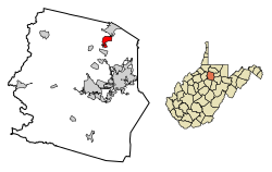 Location of Shinnston in Harrison County, West Virginia