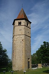 Usseslkirch (Boust), clocher de l'ancienne église Saint-Martin.