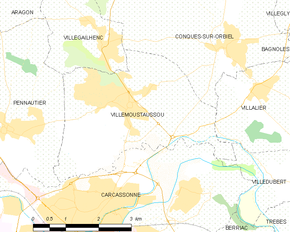 Poziția localității Villemoustaussou