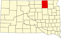 Map of South Dakota highlighting Brown County