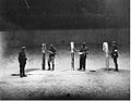 Execution chamber inspected by a Parisian policeman and members of the FFI after the liberation.