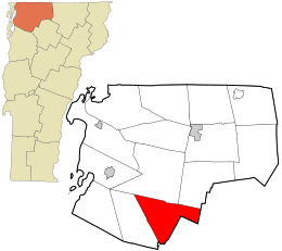 Location in Franklin County and the state of Vermont.