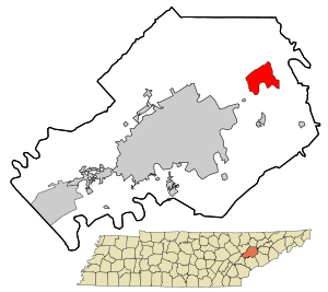 Location in Knox County and the state of Tennessee.