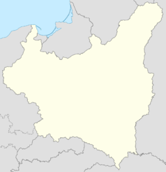 Mapa konturowa Polski w 1939, blisko prawej krawędzi u góry znajduje się punkt z opisem „Michnowszczyzna”