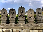 Five Tathagatas in Shinshoin Temple (Shibamata, Katsushika, Tokyo) . From the right side, Akshobhya, Ratnasambhava, Vairocana, Amitābha, and Amoghasiddhi