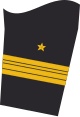 Dienstgradabzeichen eines Fregattenkapitäns (Truppendienst) auf dem Unterärmel der Jacke des Dienstanzuges für Marineuniformträger