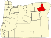 Map of Oregon highlighting Union County