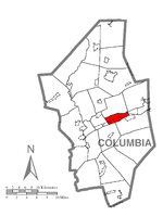 Map of Columbia County, Pennsylvania highlighting South Centre Township