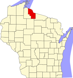 Karte von Iron County innerhalb von Wisconsin