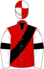 Red, black sash, white sleeves, black armlets, red and white quartered cap