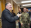 Mike Pompeo meets with staff and families from U.S. Embassy Riyadh in 2018