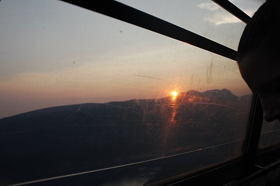 A sunset taken while in a ride up using the Skyride to Grouse Mountain.