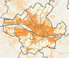 Mapa konturowa Florencji, w centrum znajduje się punkt z opisem „Galeria Uffizi”