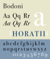 Bodoni: Dæmi um nýtt handritaletur.