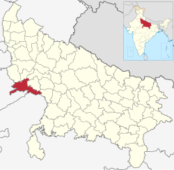 Location of Agra district in Uttar Pradesh