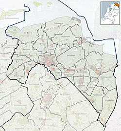 Maps of the Netherlands and Groningen with the location of Blijham