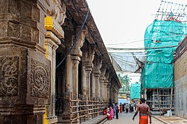 Magnificent stone pillars of the Srirangam temple, South India.jpg