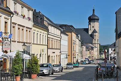 Marienberg, la Zschopauer Straße y la iglesia de St. Marien.