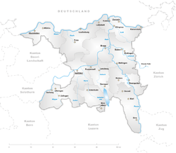 Map of the Canton of Aargau