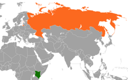 Map indicating locations of Kenya and Russia