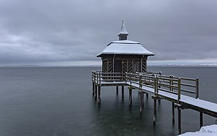 Pavillon des bains en hiver.