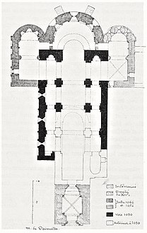 Historique de la construction de l'abbatiale proposé par Maurice Oudot de Dainville.