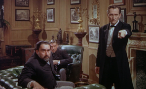 The Hound of the Baskervilles (1959) trailer - Holmes, Watson & Mortimer.png