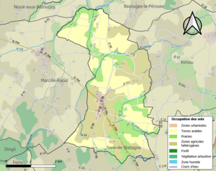 Carte en couleurs présentant l'occupation des sols.