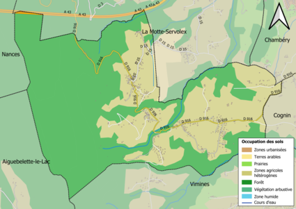 Carte en couleurs présentant l'occupation des sols.