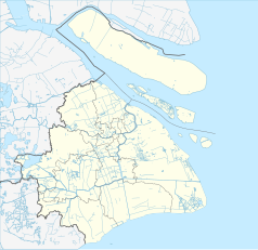 Mapa konturowa Szanghaju, w centrum znajduje się punkt z opisem „Park Hotel Shanghai”