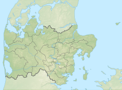 Mapa konturowa Jutlandii Środkowej, na dole znajduje się czarny trójkącik z opisem „Yding Skovhøj”