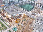 West Kowloon stations byggnadsplats i närheten av ICC, september 2006