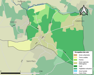 Carte en couleurs présentant l'occupation des sols.