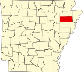 Locatie van Poinsett County in Arkansas