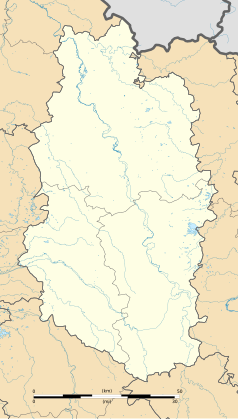 Mapa konturowa Mozy, w centrum znajduje się punkt z opisem „Bouquemont”