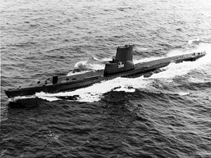 USS Segundo (SS-398) underway at sea on 1 March 1966.