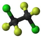 Molecuulmodel van dichloortetrafluorethaan