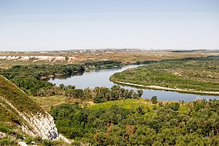 Steppe on calcareous plate adjacent to the Khopyor River, Volgograd Oblast, Russia.