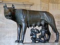 The Capitoline Wolf housed in Musei Capitolini, Rome, Italy, depicts the she-wolf, Lupa, suckling the mythical founders of Rome, Romulus and Remus.