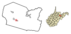 Location of Hambleton in Tucker County, West Virginia.