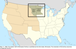 Map of the change to the United States in central North America on May 11, 1858