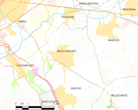 Mapa obce Bouillargues