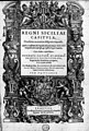 Capitula Regni Siciliae, 1573 (edizione stampata a Venezia per volere del viceré Carlo d'Aragona Tagliavia)[11]